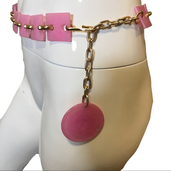 Vintage Accessories - Vintage 1970s Chain LInk Belt Accessories Pink